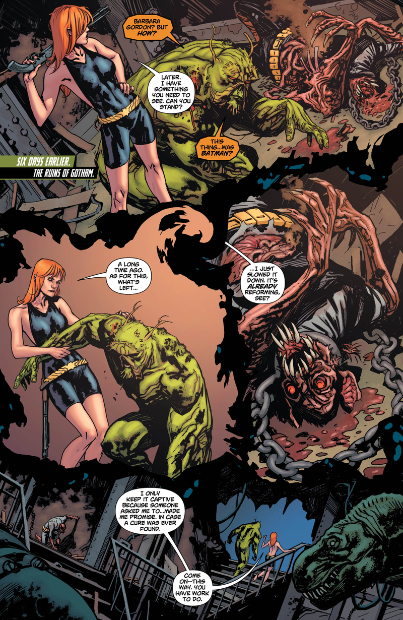 Illustration for article titled Your First Glimpse of the Nightmarish Fates of Superman and Batman, in Swamp Thing #16!